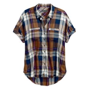 Harley Davidson 2XL Women's Rayon Plaid shirt NWT